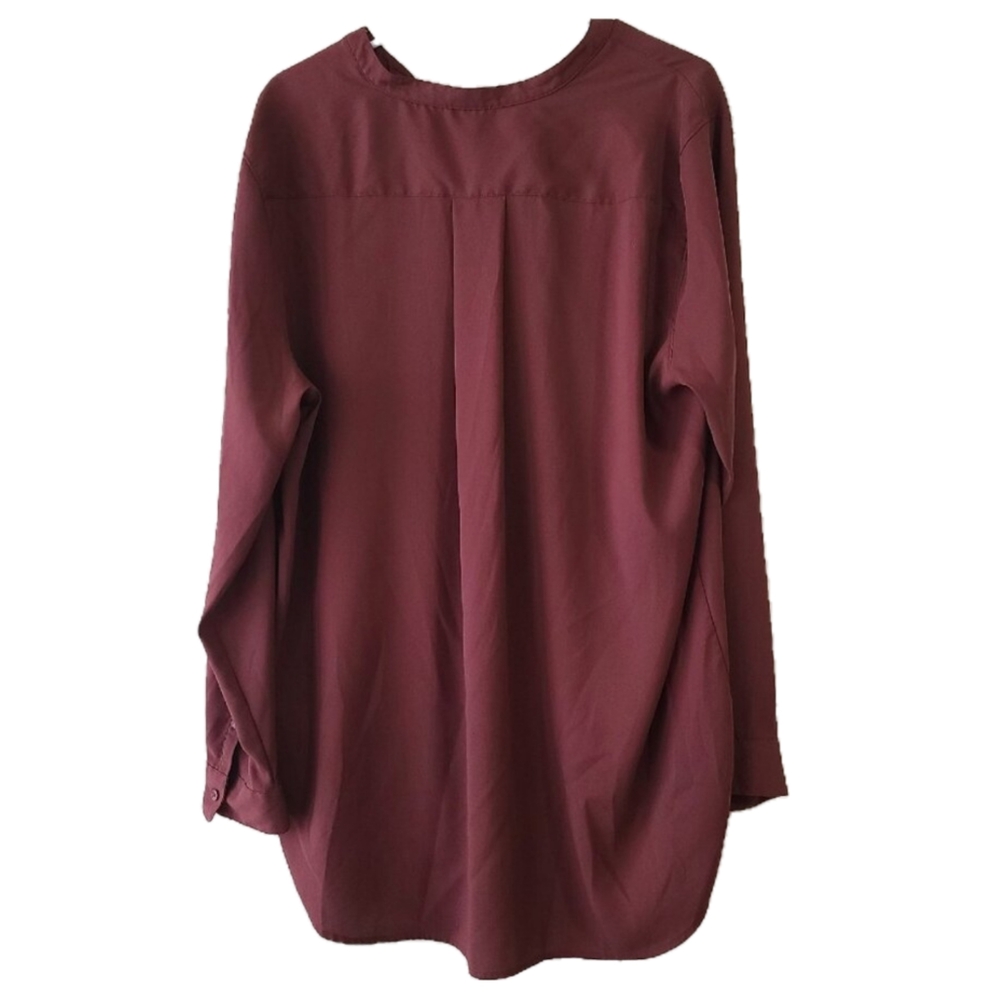 Daily Ritual Maroon Oversized Long Sleeve Blouse - Picture 2 of 4